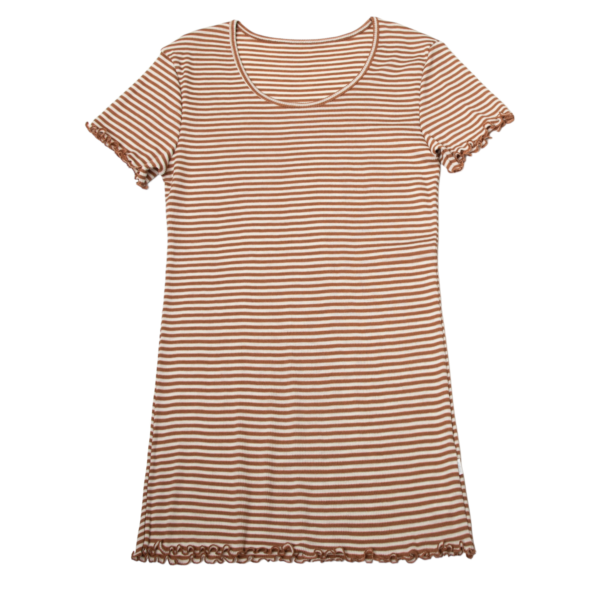 *Joha Limited Collection 2024* Spring-Summer Dames T-shirt wol/zijde Khaki-gestreept (7145)