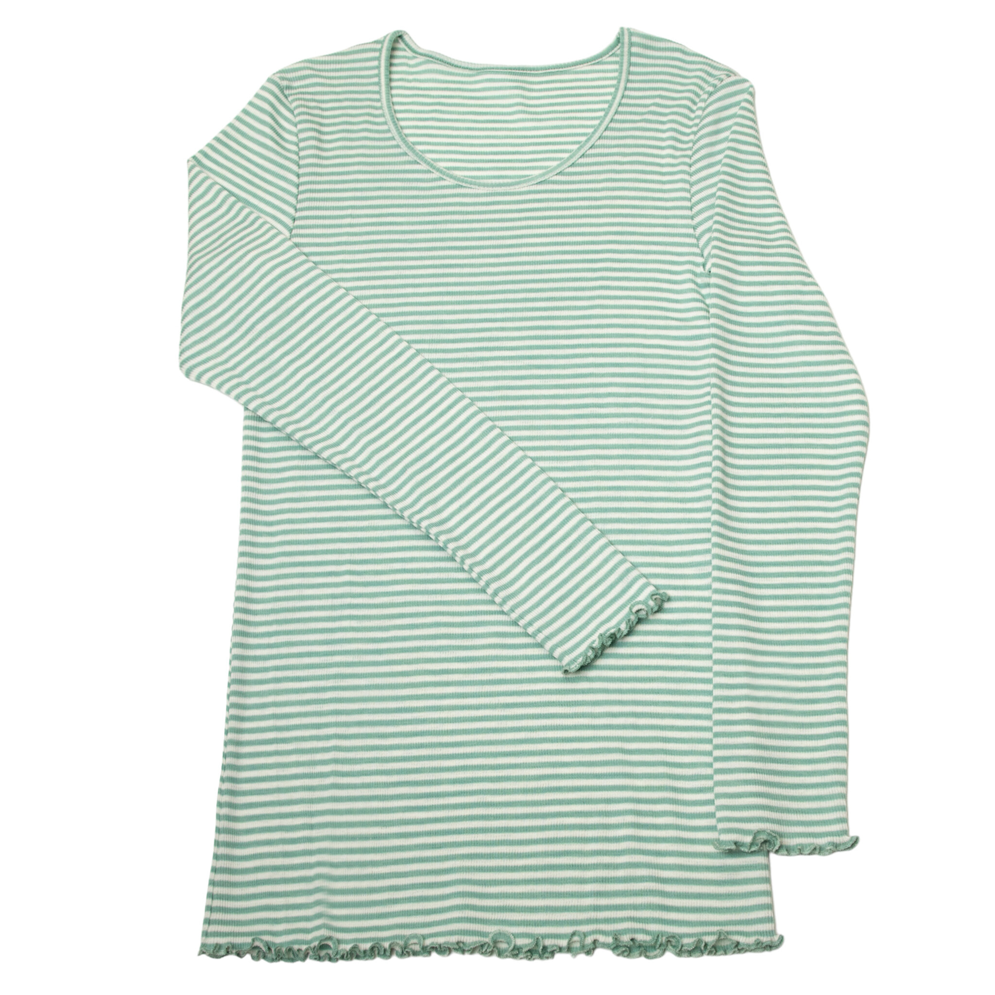 *Joha Limited Collection 2024* Spring-Summer Dames Shirt lange mouw wol/zijde Mint-gestreept (7146)