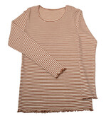 *Joha Limited Collection 2024* Spring-Summer Dames Shirt lange mouw wol/zijde Bruin-gestreept (7144)