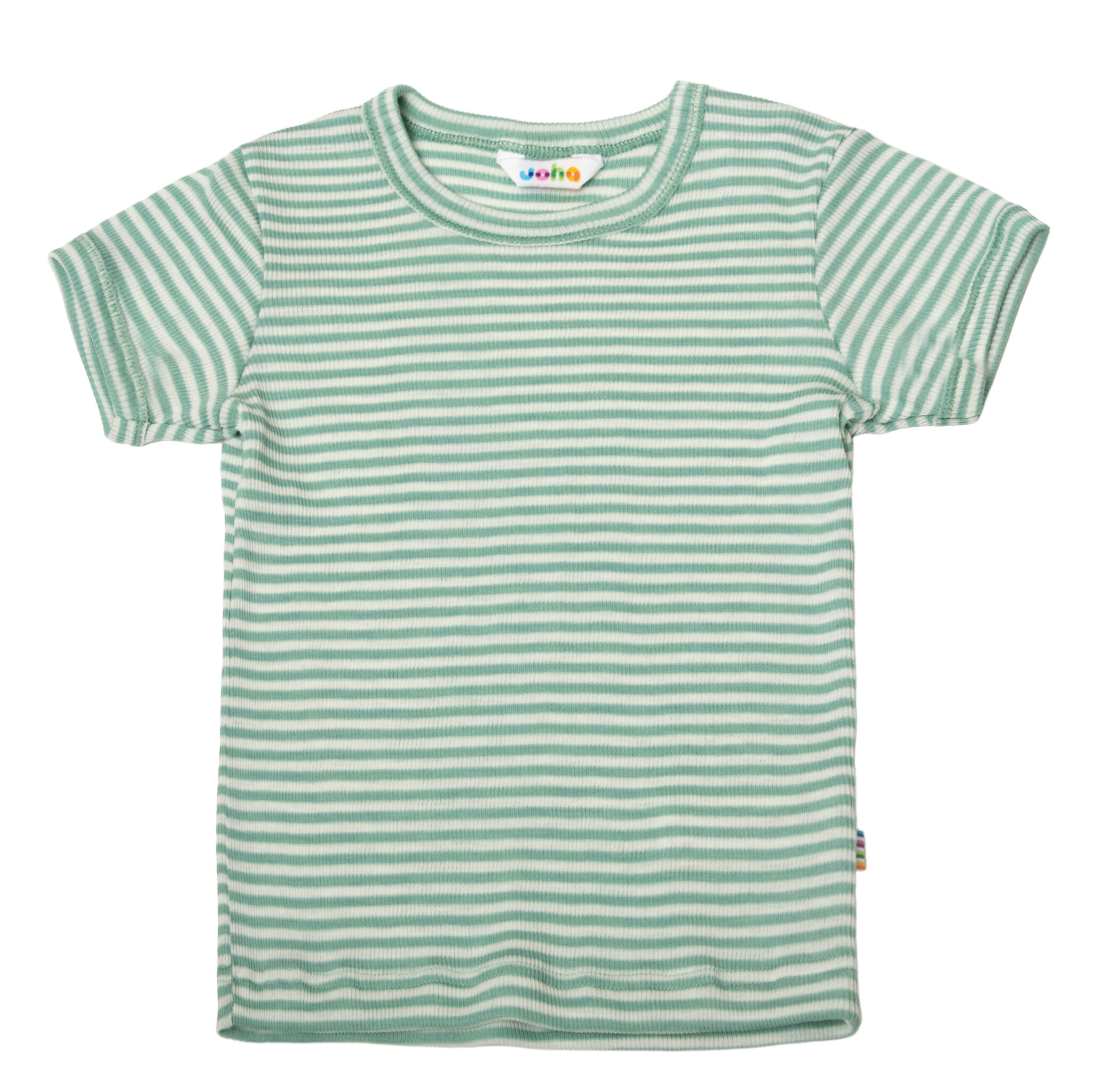 *Joha Limited Collection 2024* Spring-Summer Kind T-Shirt korte mouw wol/zijde Mint-gestreept (7146)