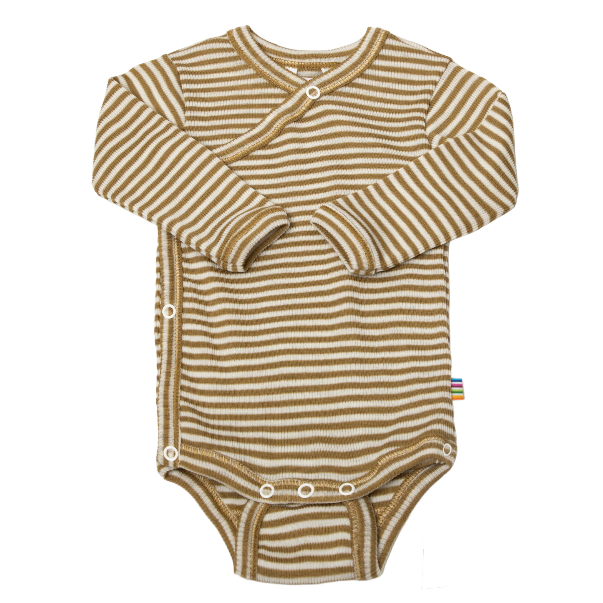 Joha *Joha Limited Collection 2024* Spring-Summer Wikkelromper wol/zijde lange mouw Khaki-gestreept  (7145)