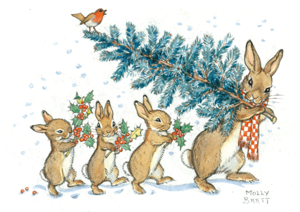 Molly Brett, A Rabbit Carrying a Christmas Tree (PCE 092)