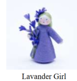 Roemeense Vingerpopjes Lavendel meisje met bloem in de hand
