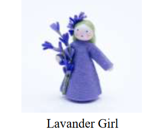 Roemeense Vingerpopjes Lavendel meisje met bloem in de hand