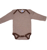 Cosilana Babyromper lange mouw Bruin- gestreept (125) Wol/zijde Cosilana 71053