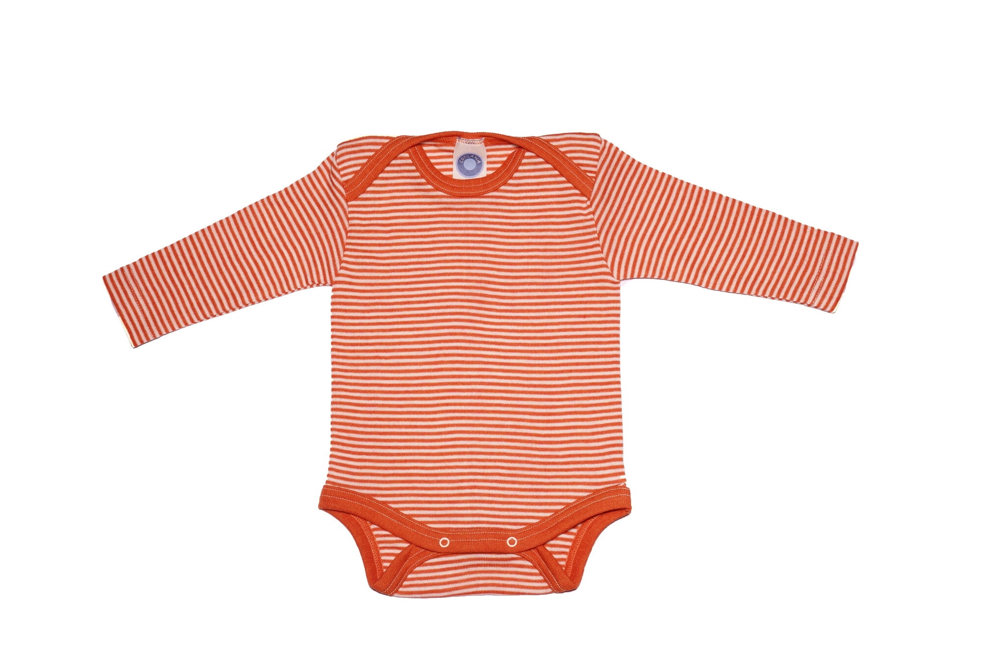 Cosilana Babyromper lange mouw Saffraan/oranje-gestreept (129) Wol/zijde Cosilana 71053 - Copy