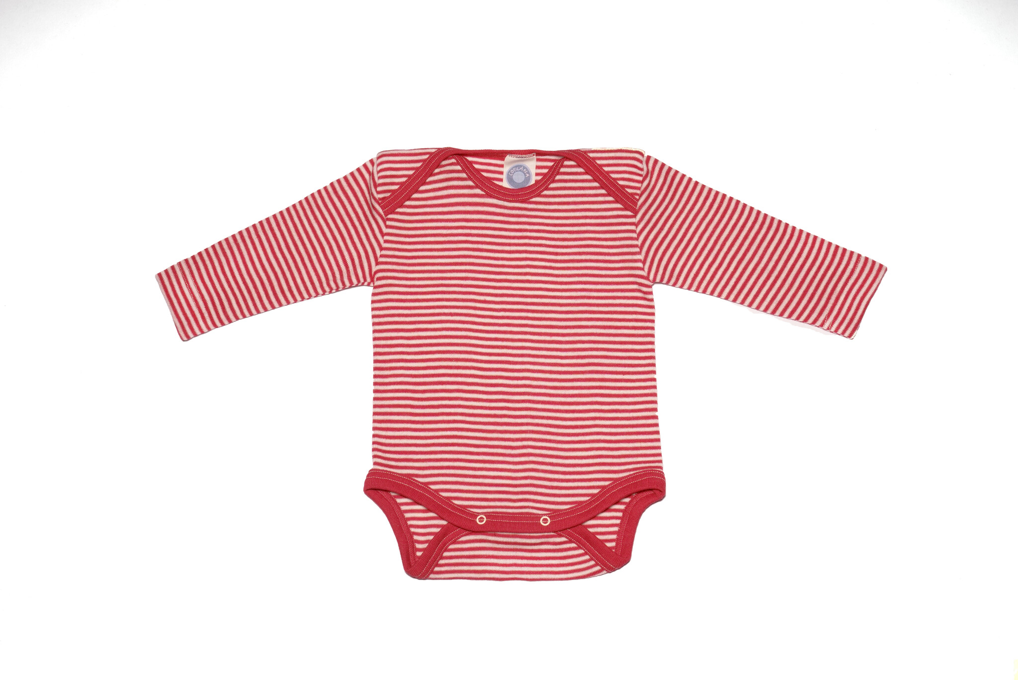 Cosilana Babyromper lange mouw Rood-gestreept (124) Wol/zijde Cosilana 71053