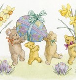 Molly Brett Five Teddy Bears with Daffodils and Easter Eggs PCE 123