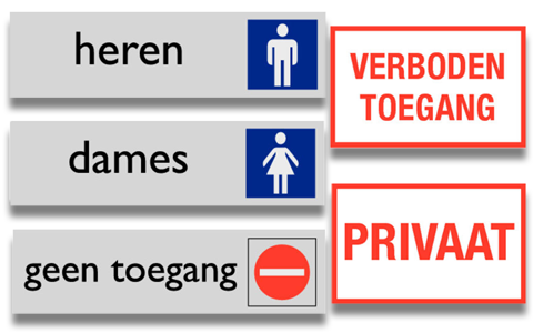 Pictogrammen tekst aanduidingen