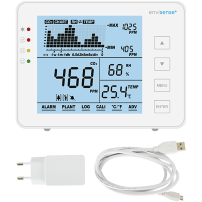 Econox EnviSense CO2-meter met temperatuur- en vochtigheidssensor