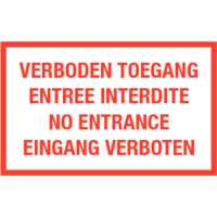Pictogram tekst verboden toegang 4-talig