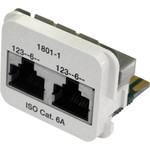 Adapter 2×RJ45 ISO Kat.6A perlweiss geschirmt, 100Base-T/100Base-T