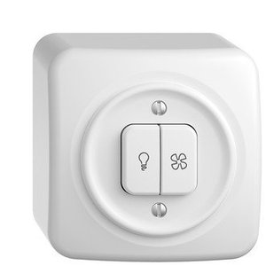 AP Schalter für Licht + Ventilator StandardDue weiss,KS, LED gelb