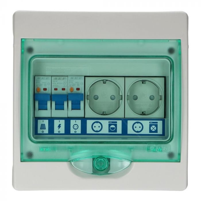 PV Verdeler met 2 x stopcontact (b.v.b. splitsen wasmachinegroep)