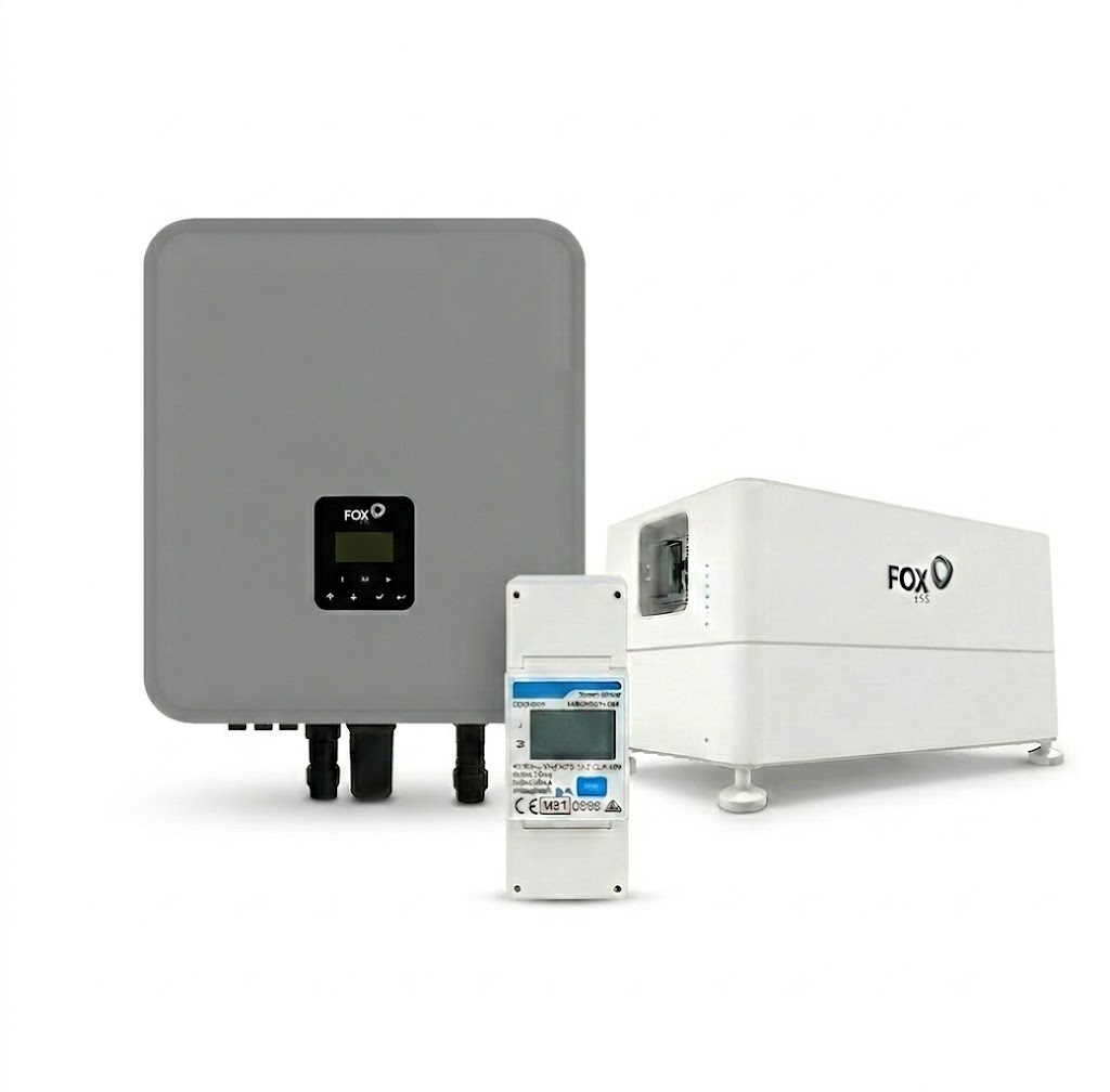 FoxEss 10kW AC 3-fase omvormer +  FoxESS EQ4800 9.6 kWh batterij (incl. installatie)