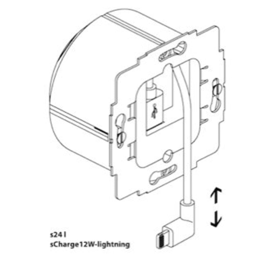 sCharge 12W inbouw voedingsadapter 230V met lightning connector