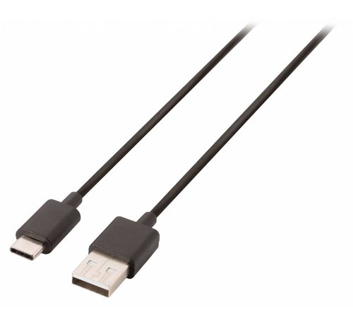 USB-A 2.0 Kabel USB-C 2 m Zwart