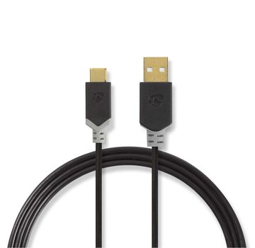 USB-A Male | USB Type-C™ 2.0 Male 1 meter snellaad en datakabel