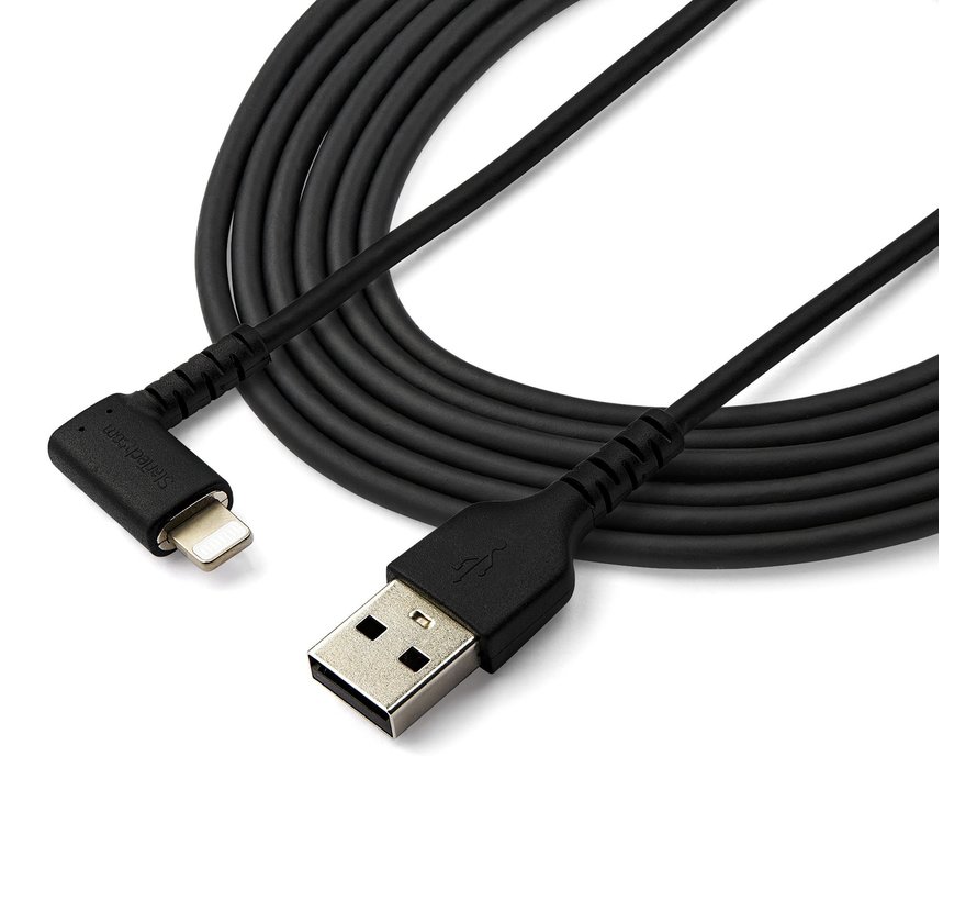 iPad Lightning kabel haakse stekker 2 mtr. -Zwart