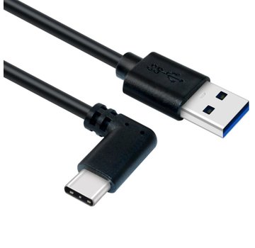 Kabel USB-A naar USB-C haakse stekker, 1 meter- Zwart