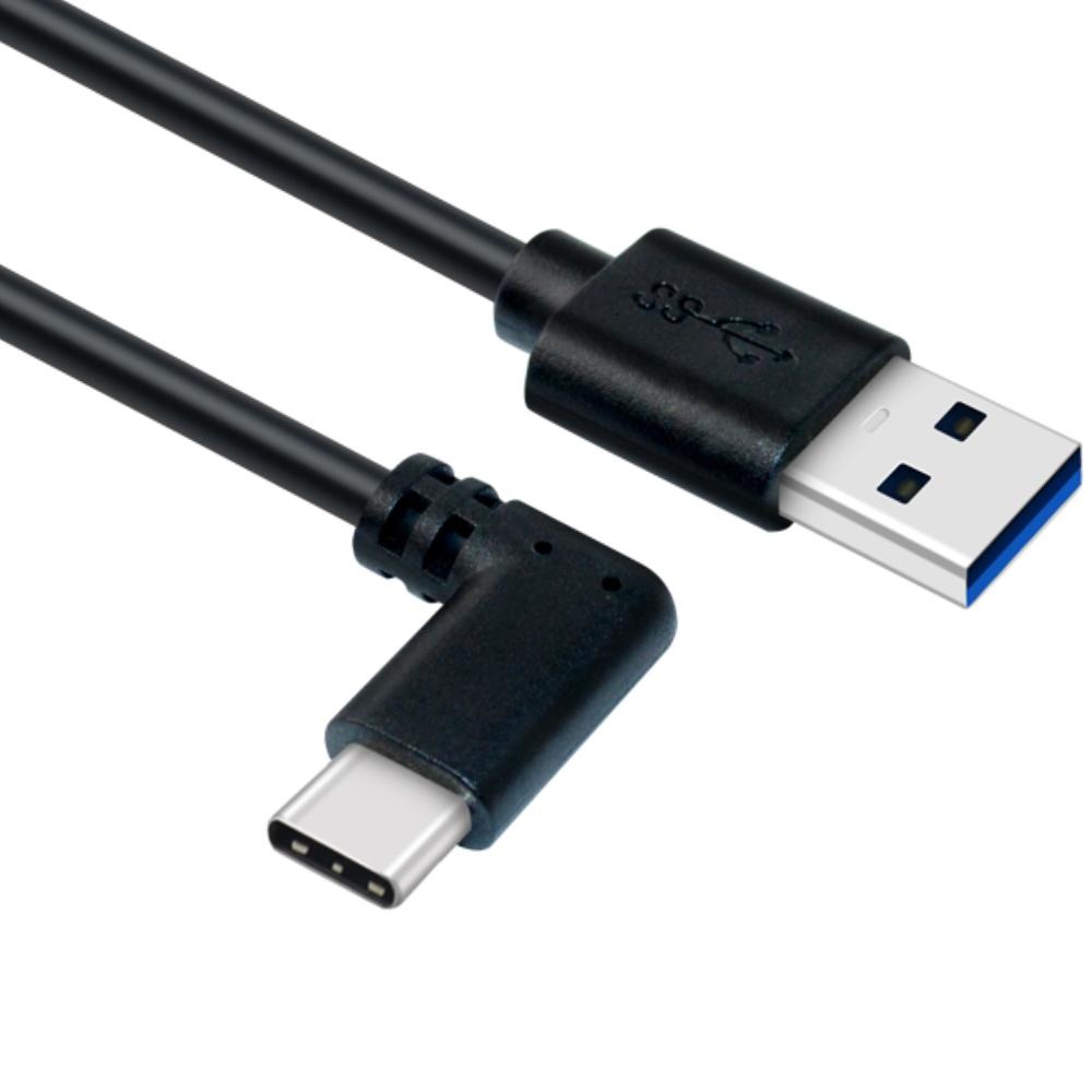 Kabel USB naar USB-C haakse stekker, 1 meter- Zwart - Tabletsolution