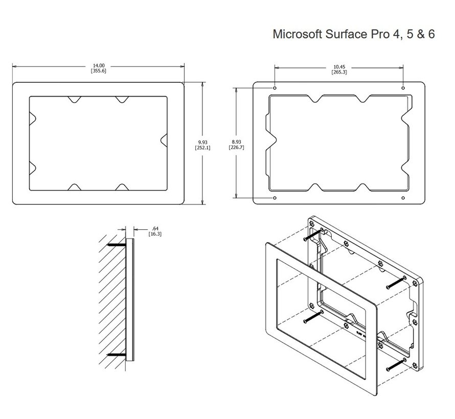 On-Wall wandhouder Microsoft Surface Pro7, 6, 5 & 4  - Wit