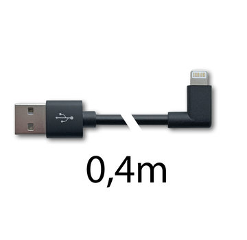 Kabel USB-A naar Lightning haakse stekker, 40 cm