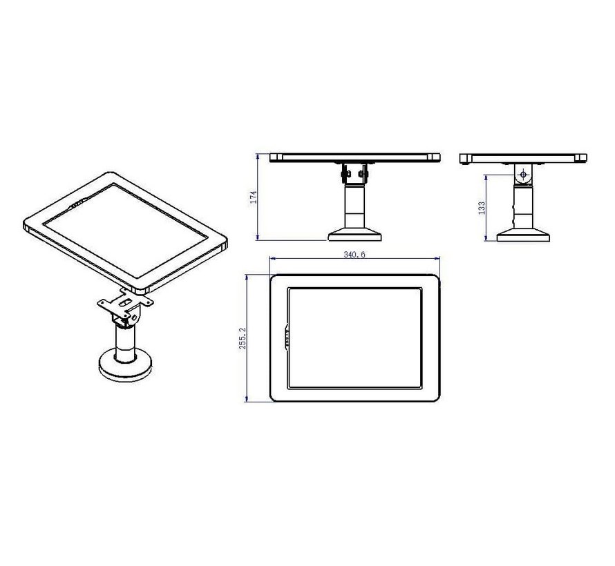 Tafelstandaard met Rotatie voor iPad 12.9 Zwart