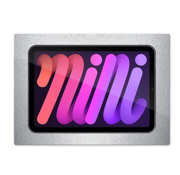 SimpliDock iPad mini 6|7 (A17 Pro) inbouw wandhouder -RVS-Look