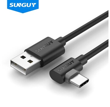 Kabel USB-A naar USB-C haakse stekker, 3 meter- Zwart