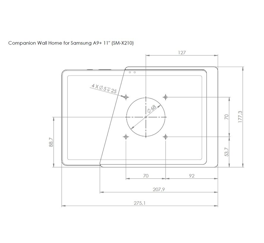 Companion Wall Home Slide-in wandhouder Samsung Tab A9+