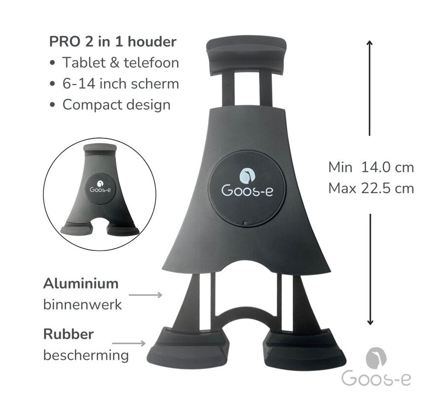 GOOS-E Tablet houder & Telefoonhouder PRO - buis pijpklem - hals 35 of 55 cm