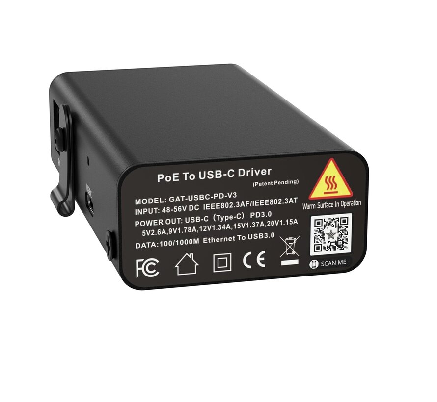 USB-C PoE Adapter - Power & Data (LAN) -25W- Gigabit