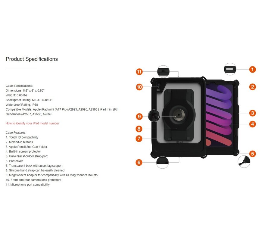 aXtion slim MH voor Pad mini (A17 Pro) | 6th Gen