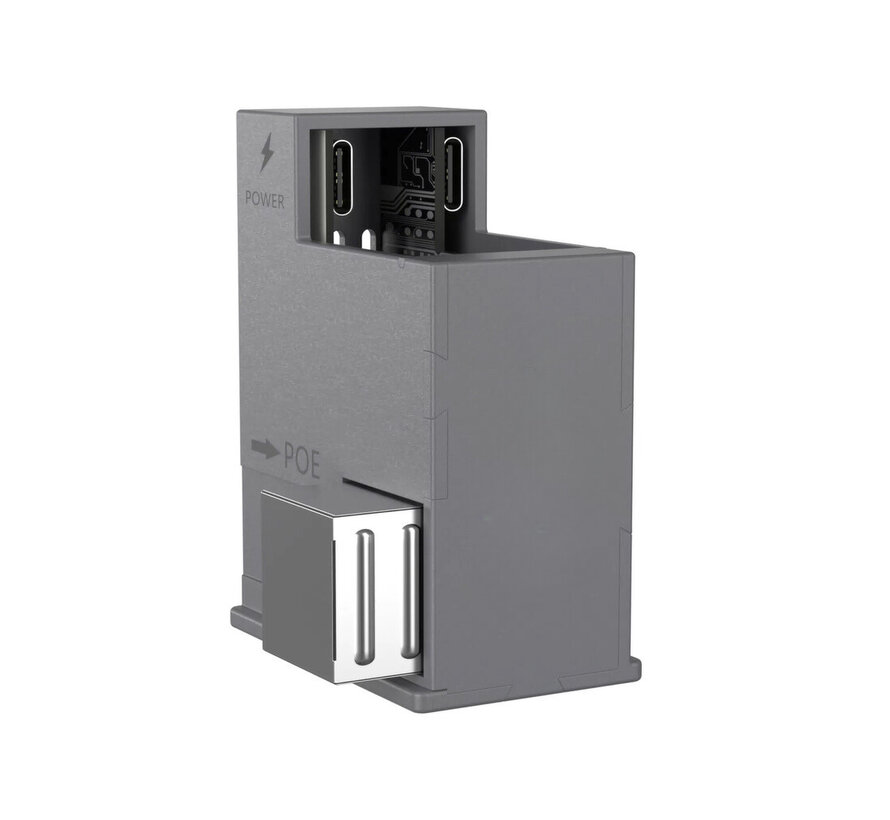 PoE naar USB-C adapter 2x USB-C poort met USB-C kabel haaks