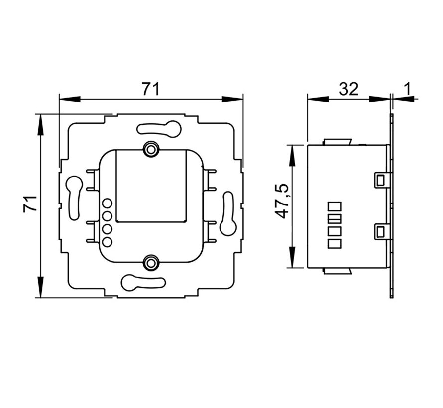 sCharge 12W inbouw voedingsadapter 230V met USB-C