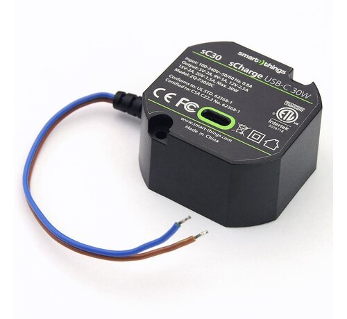 Smart Things sCharge 30W inbouw voedingsadapter 230V USB-C- sC30