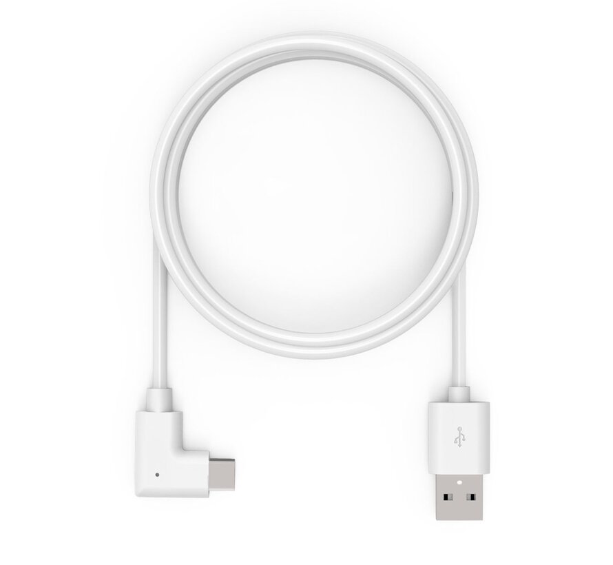 Haakse USB-C to USB-A 2.0 kabel 2 mtr  Wit