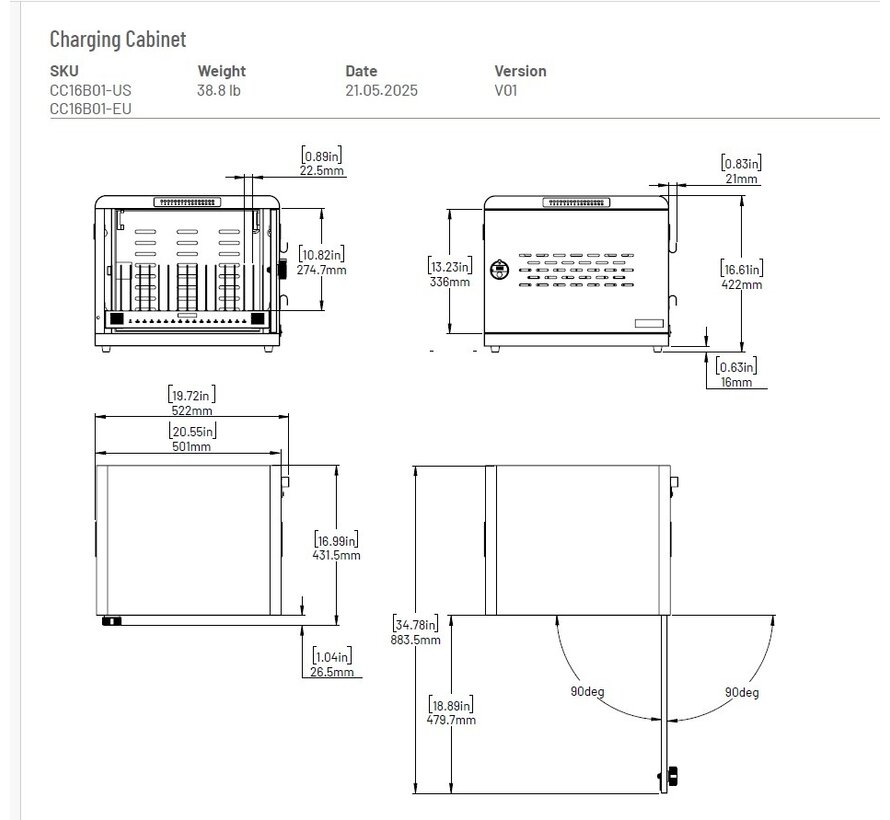 Oplaad- en afsluitbare behuizing voor tablets – USB-C PD 3.0