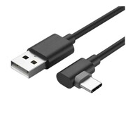 Kabel USB-A naar USB-C haakse stekker, 3 meter- Zwart