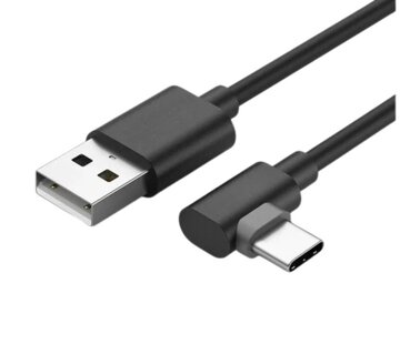 Kabel USB-A naar USB-C haakse stekker, 3 meter- Zwart