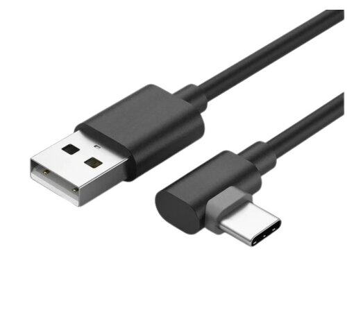 Kabel USB-A naar USB-C haakse stekker, 3 meter - Zwart
