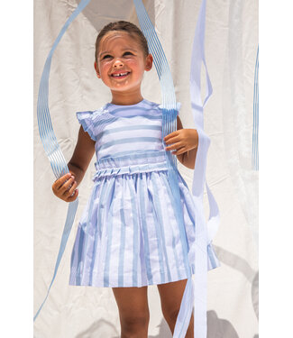 kleedje wit blauw gestreept