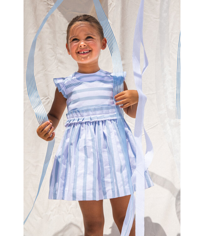 kleedje wit blauw gestreept