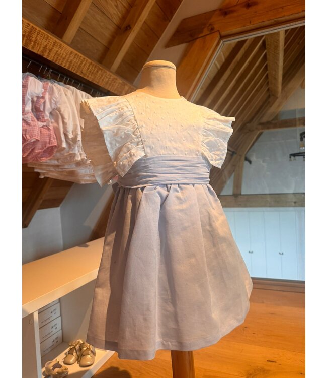 kleedje linnen wit blauw