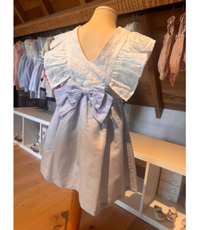 kleedje linnen wit blauw