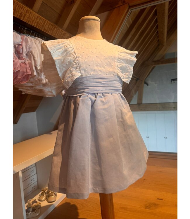 kleedje linnen wit blauw