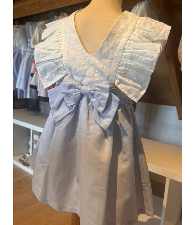 kleedje linnen wit blauw