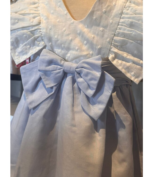 kleedje linnen wit blauw