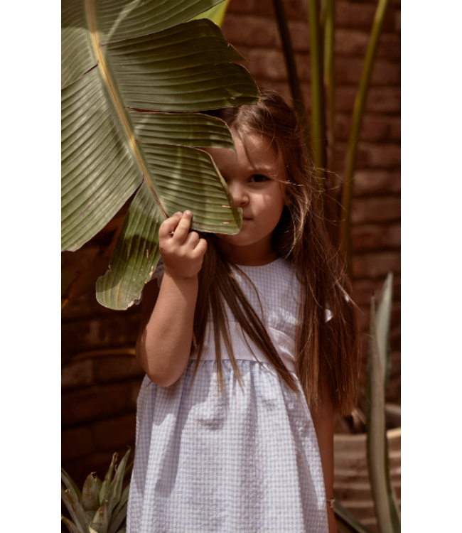 Kleedje vichy ruit blauw-wit